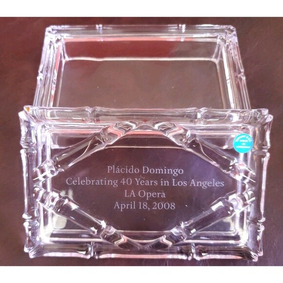 Tiffany & Co Crystal Placido Domingo 40 Year Commemorative Bamboo Trinket Box - Picture 1 of 8